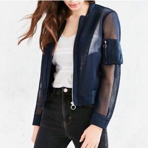 Urban Outfitters ‘Silence + Noise’ Navy Blue Mesh Bomber Jacket